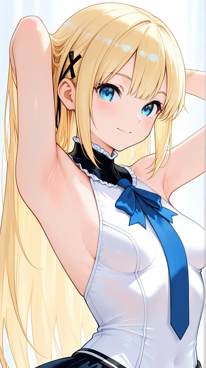 masterpiece, best quality,
1girl, solo,
<lora:cecilia_alcott_v1:0.75> aacecilia, cecilia alcott, blue eyes, tareme, eyelashes, long eyelashes, blonde hair, long hair, curly hair, drill hair, twin drills, hair between eyes, sidelocks, drill sidelocks, hairband, blue hairband, lace-trimmed hairband, large breasts,
pilot suit, halterneck, bare shoulders, leotard, blue leotard, shiny, shiny clothes, skin tight, covered navel, thighhighs, white thighhighs, skindentation,
simple background, white background, blue background, pink background, heart background, spoken heart, heart,
from behind, looking at viewer, looking back, cowboy shot, twisted torso, thick thighs,
blush, smile,
reaching towards viewer,