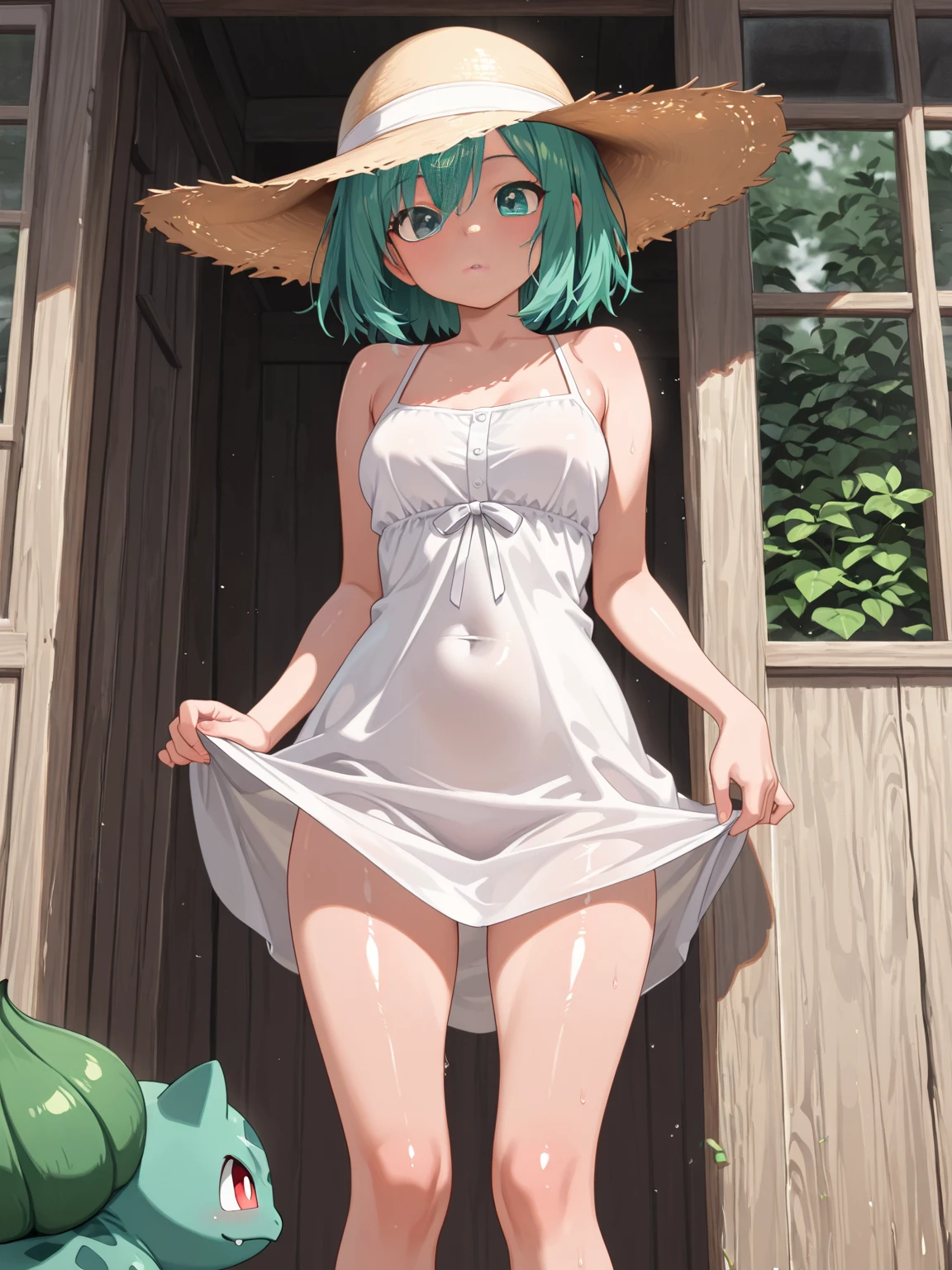 ((Highest quality、masterpiece:1.3)), ((((full body,Long legs:1.5))))、Sharp focus:1.2, Beautiful woman with perfect figure:1.4、(Smiling:1.2), double eyelid、big eyes,(((35-year-old female:1.5)))、Sexy pose、((((Close your mouth、One Woman、bikini)))),(((((one women,pool side:1.5)))))