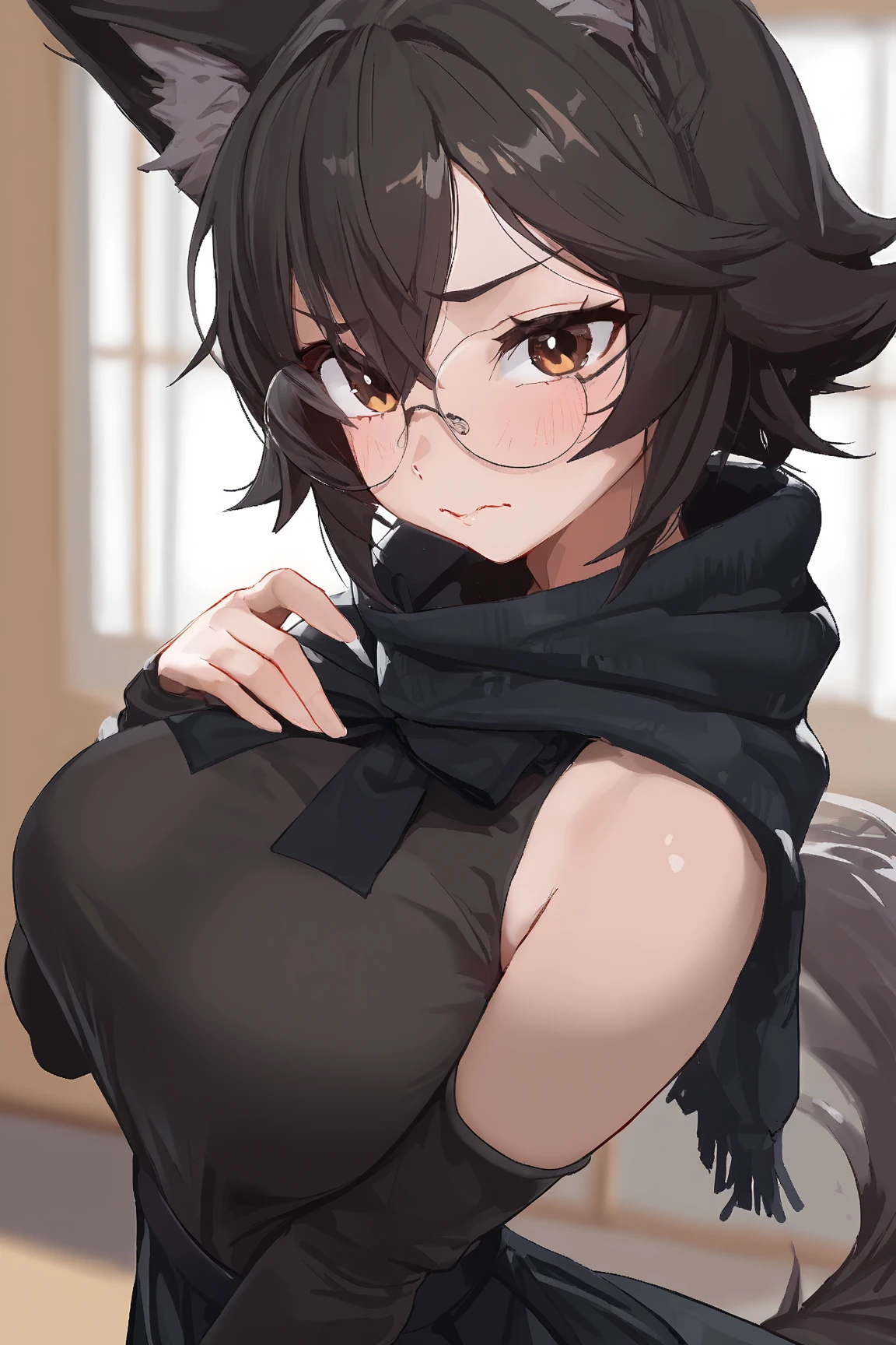 score_9, score_8_up, score_7_up, rating_explicit, masterpiece, best quality,high quality,highres,very aesthetic, absurdres, high detailed,optimal lightning,4k,8k wallpaper, source_anime, uncensored,official art, official style, megami magazine,BREAK,1girl,aussa(yugioh),duel monster,brown hair,brown eyes,glasses,hair between eyes,ribbed sweater,turtleneck,green sweater,cloak,robe,unamused,disappointed,embarrassed,looking away,skirt lift by myself,sexual ecstasy,((((motion lines)))),in heart,(((steam))),(sweat) ,(((steam,sweat))),too many heart,,cowgirl position,girl on top,from above,