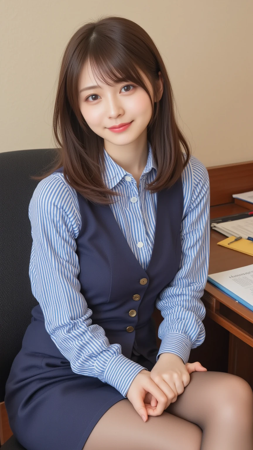 ((Highest quality)), ((masterpiece)), (detailed),Perfect Face,Japanese,skirt,Long Hair,Office Lady,Women's Ana Style,Mature Woman,Upper Body