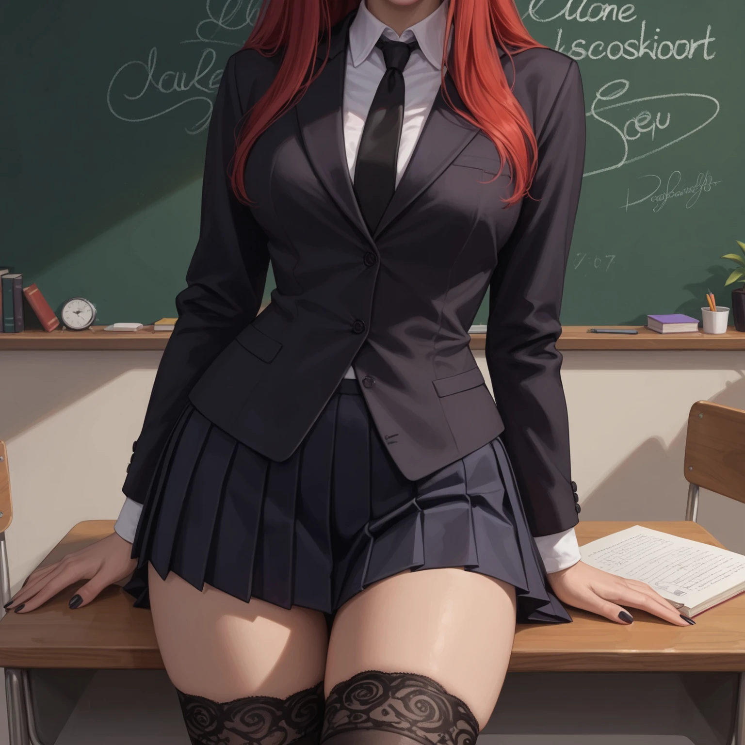 (masterpiece, best quality, ultra-detailed, best shadow), (detailed background), (beautifully detailed face), high contrast, ((cinematic light)), colorful, hyper detail, intricate details, Pixiv Anime Realism Trends, depth of field,
1girl, solo, (ara ara mature femdom look) opulent sexy shattered outfit, extremely seductive look, disgusted demanding face,(perfect beautiful face), royalty presence, pink eyes, very long braid),
feet, perfect feet. bare legs soles, five toes,
towering over you, sitting on the high chair, classroom background