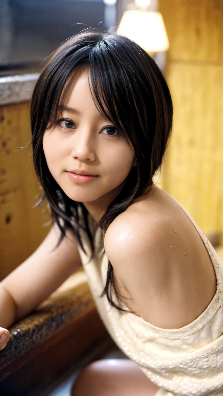 ((top-quality、8k、masterpiece:1.3))、foco nítido:1.2、Beautiful Women in Perfect Style:1.4、Slender abs:1.2、((Dark brown hair、huge tit:1.2))、(natural soft light、City Street:1.1)、Highly detailed facial and skin texture、A detailed eye、二重まぶた、Pink tube top、a smile、piece sign、