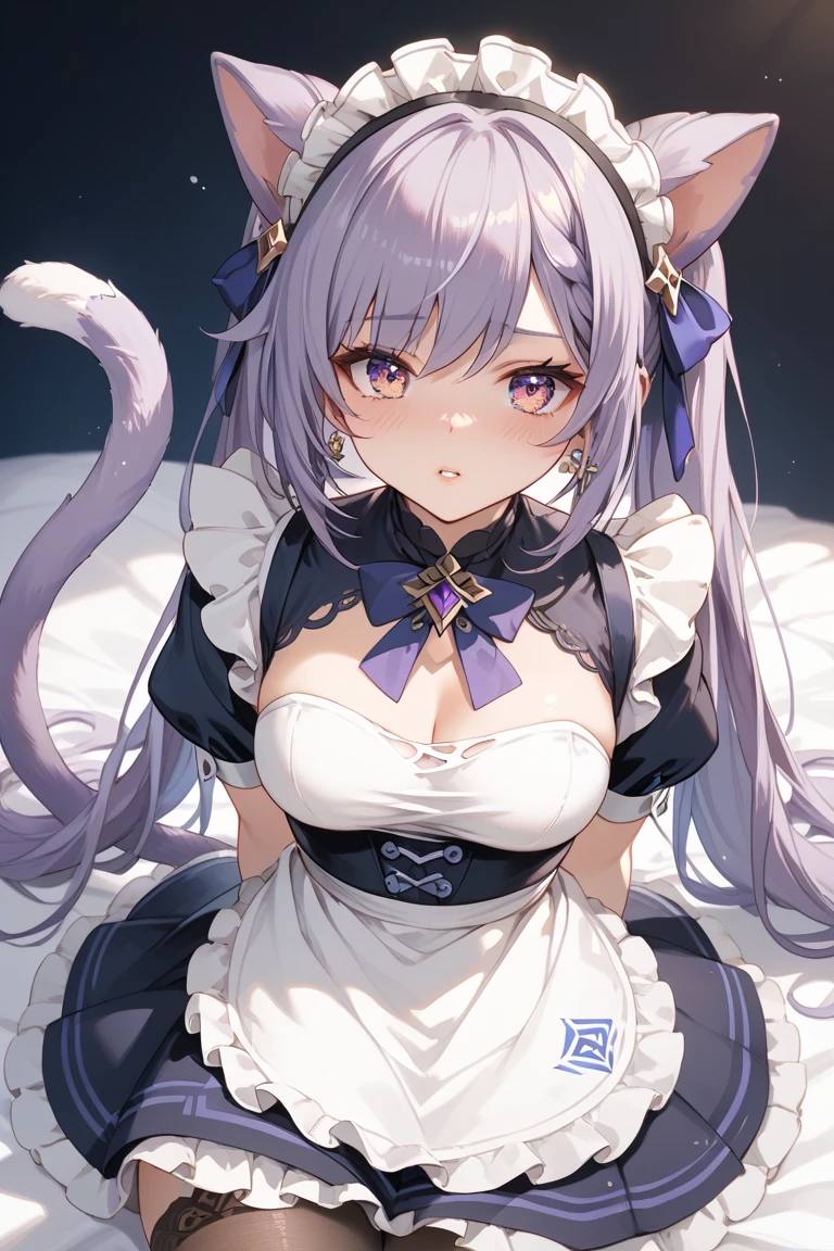 masterpieces, 8k, ultra HD, prim, wedding dress, elegant pose, hand, cat eared girl, white veil, purple hair, glare, (blushing: 1.5), open mouth, licking finger, heart eyes, church