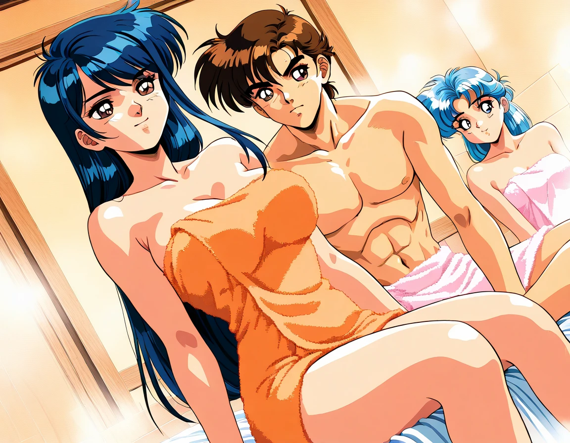 masterpiece,Highest quality,Super quality,Dark hair color,Youth Anime,Naked men and women,Nipples,penis,Pussy,Anime of the 2010s,Bright style,muscle