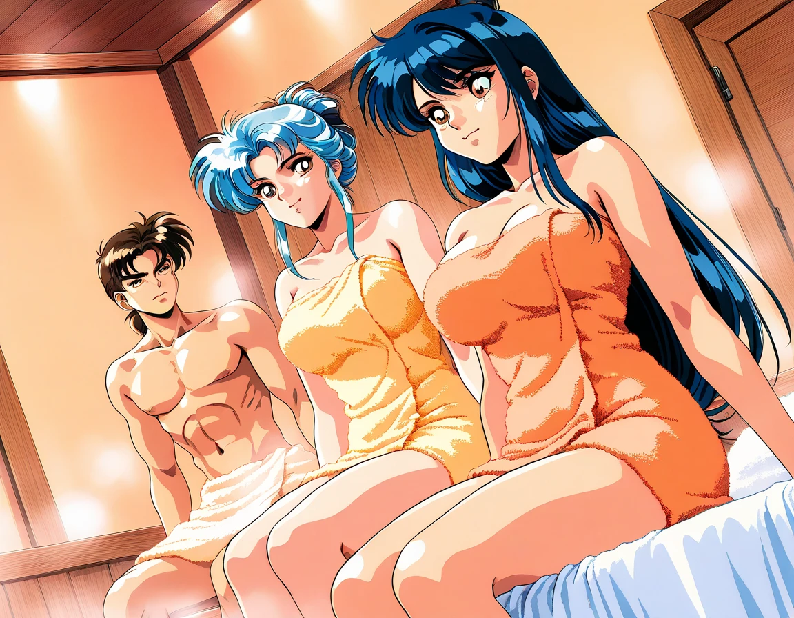1girls, masterpiece, highest quality, disorganized, retro artstyle, 1980s \(style\)))), look viewer, (((full nude))), (Madoka Ayukawa, long hair, full nude), (((fll nude))), knee shot, full blush, (((no Panties))),, Take a look here, (((nsfw))), view audience, short hair, 2girls, nsfw, Genitals are visible, (((See here))), nsfw, (Japanese girl showing off genitals:1.1), look viewer, from below, (((a girl, Flying in the air in a naked, from the knees up, overlooking the cityscape below,))),