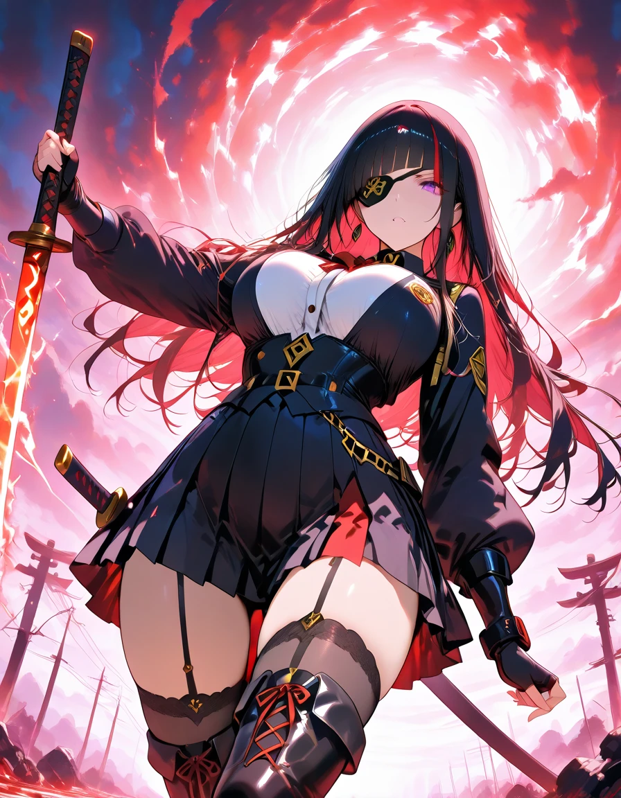 ((Raw photo、highest quality、High resolution、Ray tracing、nffsw、highest quality、precision processing、Portrait,3D,pureerosface_v1:0.7、)、(( shiny red leather bondage、dark red BDSM、Bold、long tight skirt、１Girl of Man,)))((((Wave Hair、cleavage emphasis、big breasts:4.0、thin legs、blue eyes、Detailed depiction of limbs、small nose、perfect body、No sleeve、full body figure、high heels、18-year-old,))))、universe、