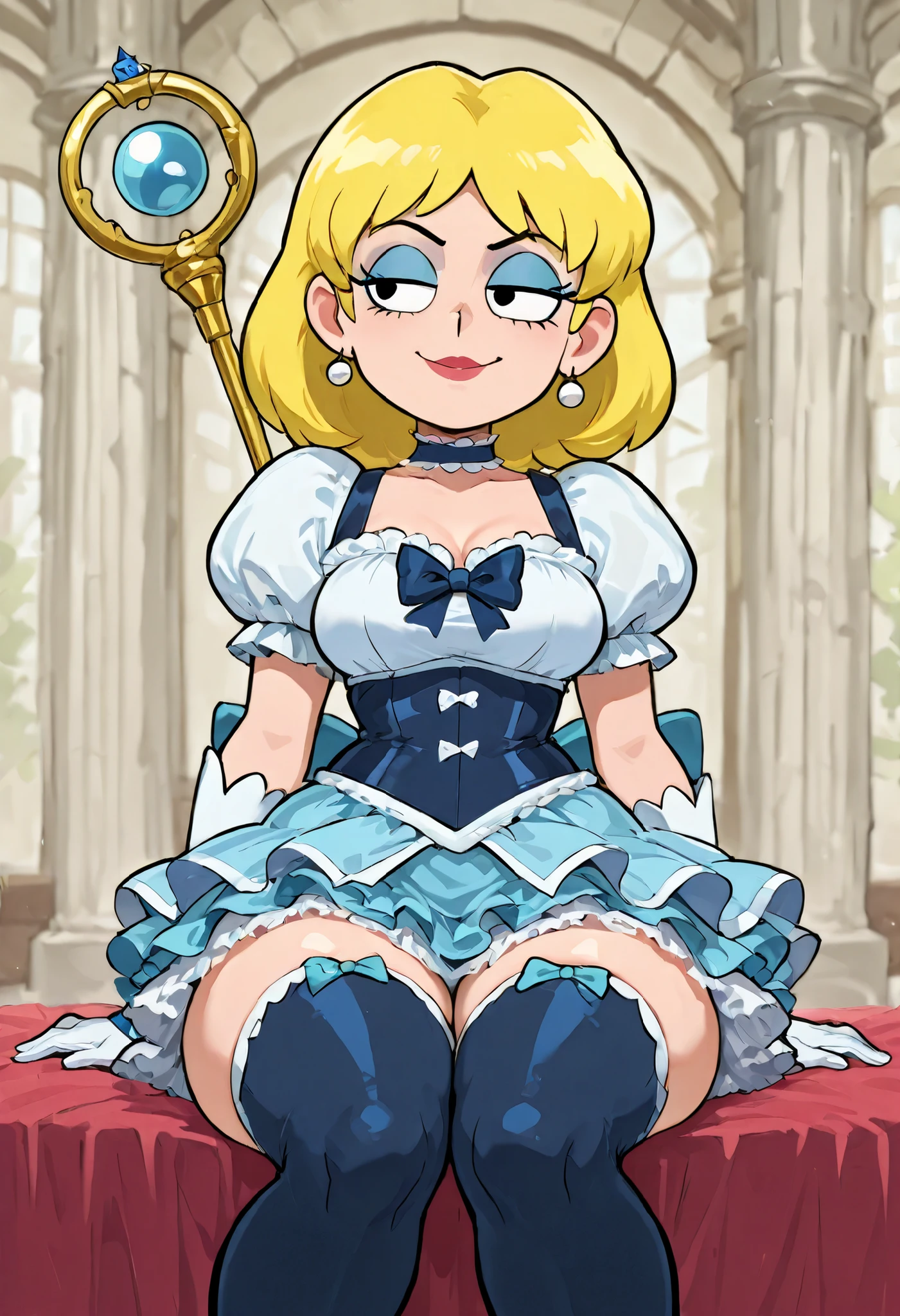 Sexy girls wearing (big diaper), ((bowsette)), busty, (big breasts), wide hips, ((latex)), stockings, fishnets, corsets, (hypnotized expression), ((hypnotic)), ((magical)), (blushing), ((embarrassed expression)), pleasure, ((orgasmic)), smiling, colorful, stage, stage lights, (magic fog), ((mommydom)), ((bounce castle)), (inflatables)