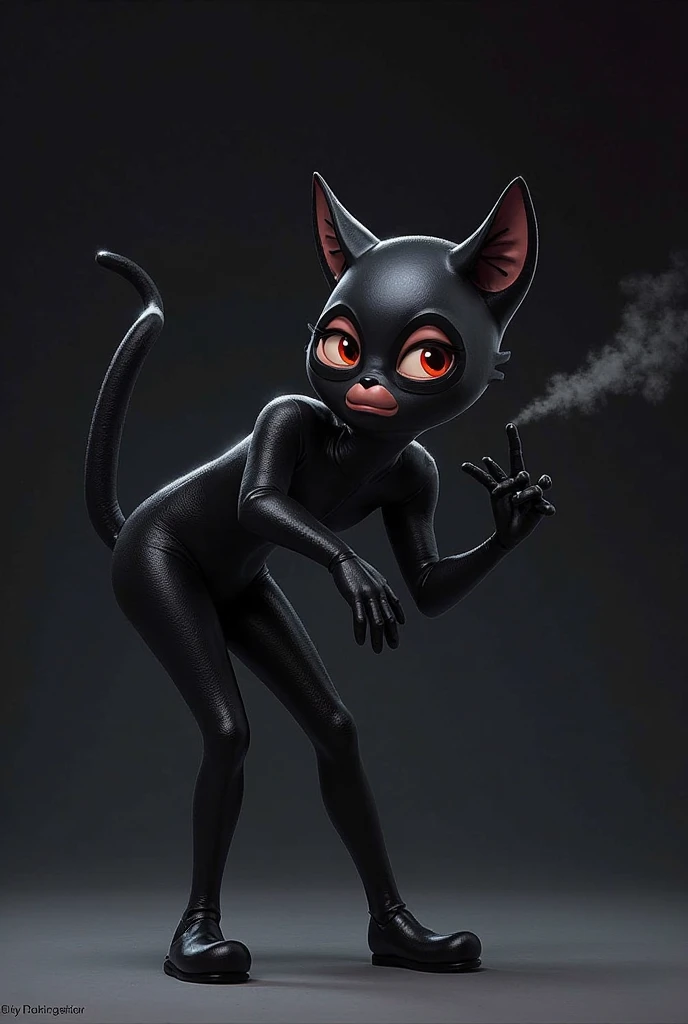 The black cat Sheru walking towards the glowing light, with the children following closely behind, their faces showing both fear and curiosity."