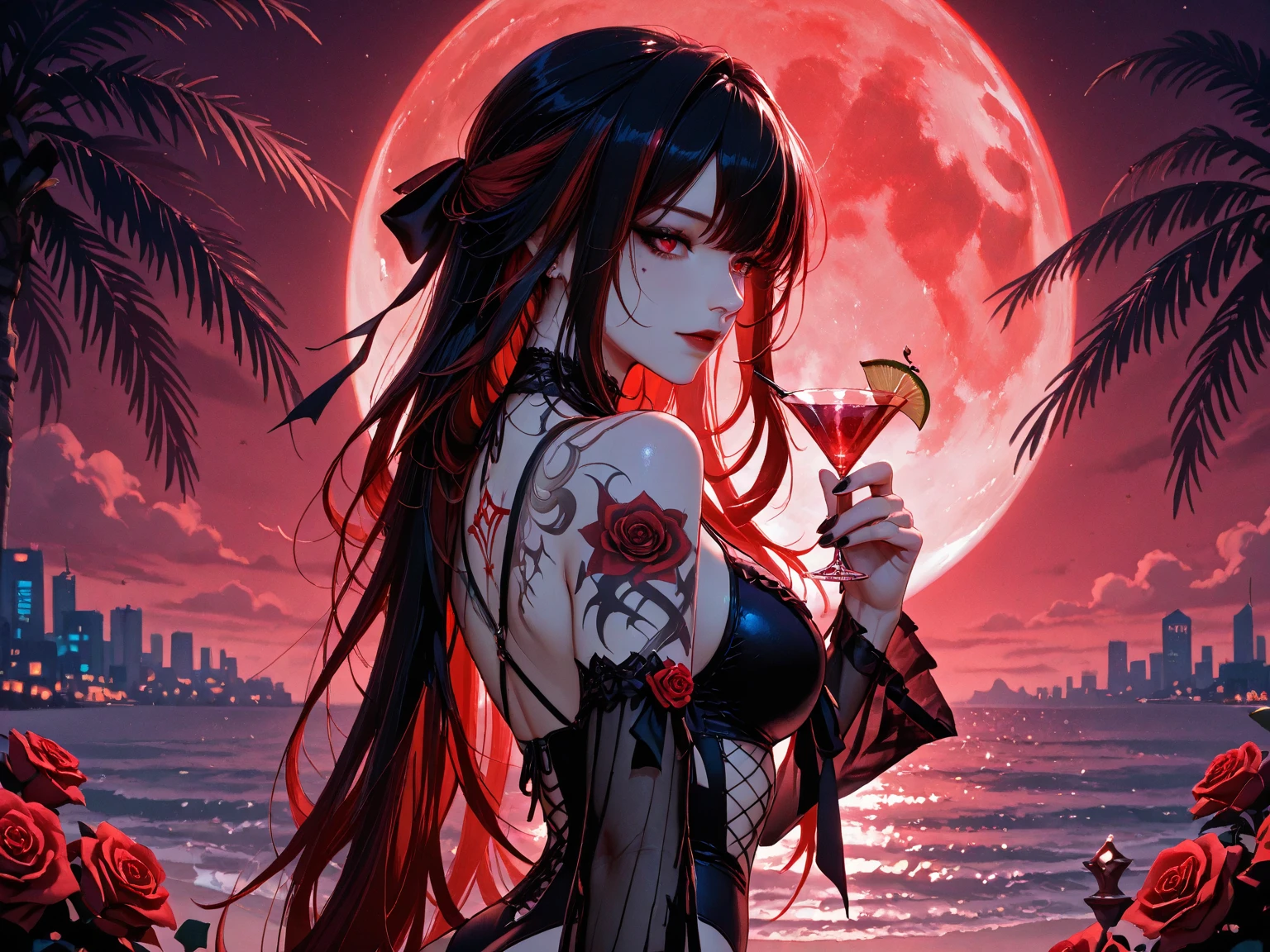 A potrait of elizatkn as a mermaid , realistic shaded, fine details. Night setting. Very anime style. Realistic shaded lighting poster by Ilya Kuvshinov katsuhiro, magali villeneuve, artgerm, Jeremy Lipkin and Michael Garmash, Rob Rey and Kentar Miura style, trending on art station
