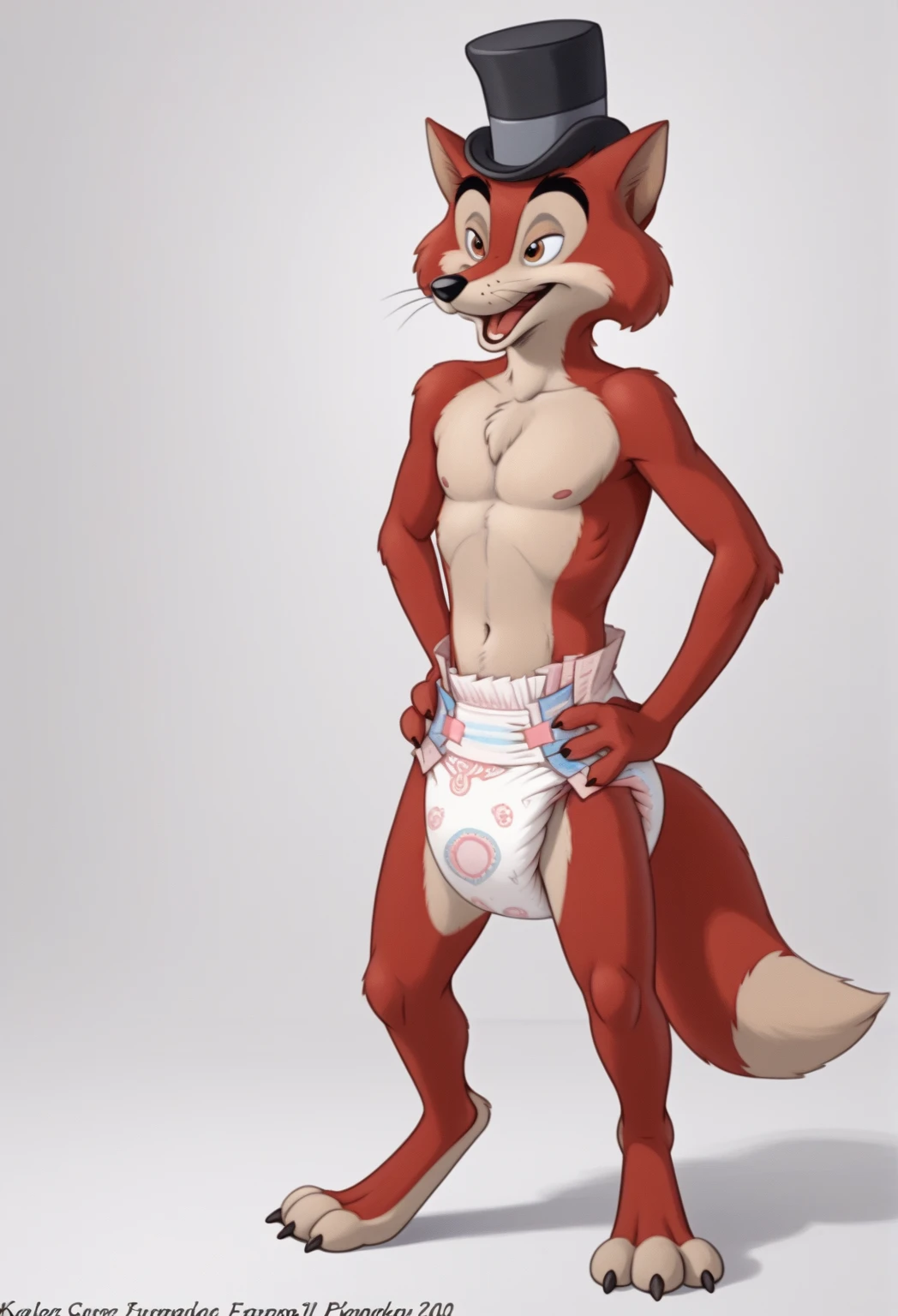 nick wilde, thick legs, thick paws,paws pose, thin hips,thick thighs,in the bedroom,crotch view,realistic fur,with open bathrobe showing panties,stockings,seductive look