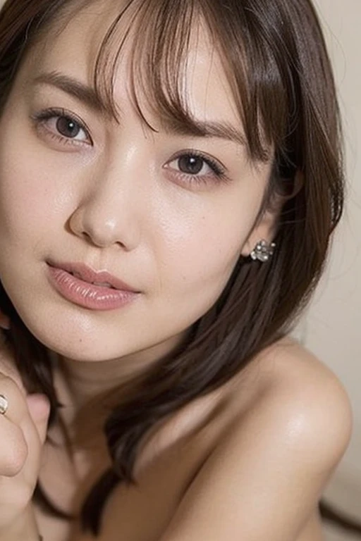 best quality, realistic, very detailed, high resolution, plain background, 8K wallpapers, one beautiful woman, Short hair, sharp focus, Complete and dynamic composition, ((White-toned bedroom)), dark night indoor lighting, 31 years old, Miss, Comfortable underwear, beautiful eyes, delicate hair, Sleepy, tired, sexy look, model body type, ((Lying on the bed)), disheveled hair, ((They lie on their side and turn their head to look at the camera..:1.3)), ((side view portrait:1.3)), documentary style, knee shot