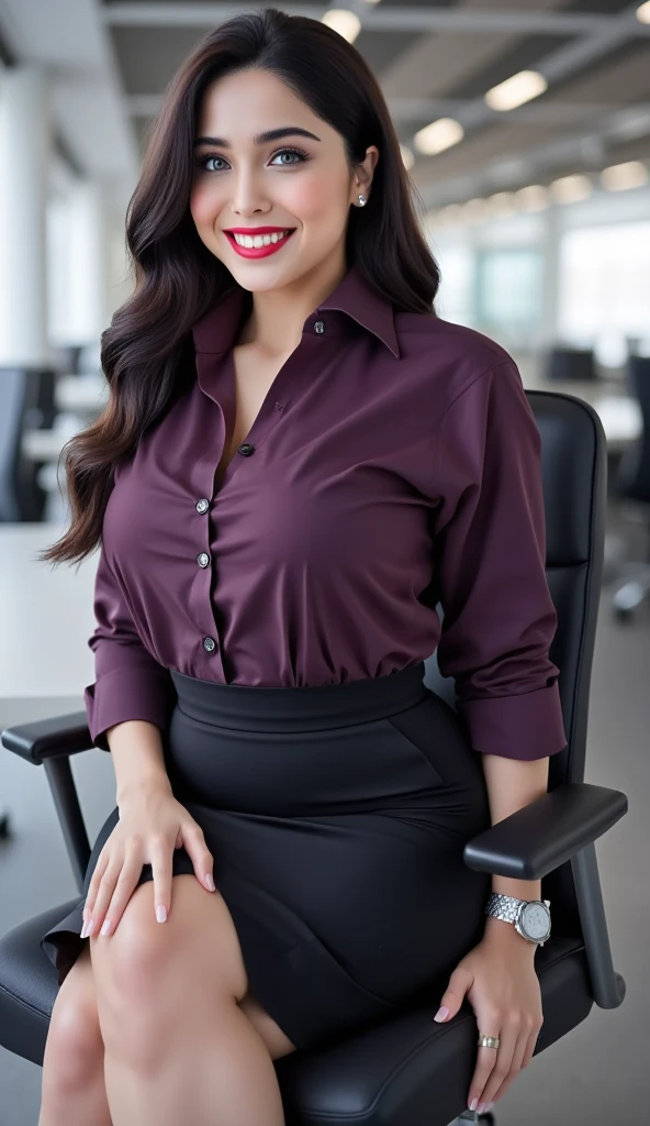 natashanice,a woman wearing Basic blouse and wide-leg pants, home office, (low key lighting:0.3) , huge breasts
