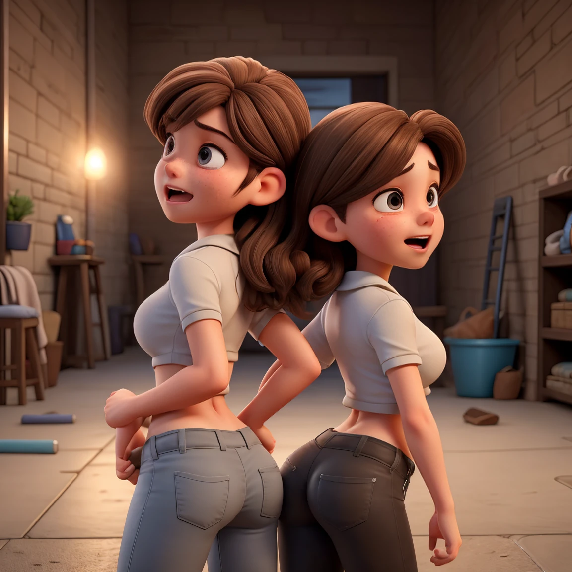 Close-up girl with a computer, from bottom view, curving, shapely backside, shot from below, cell shadow adult animation, dominant pose, toned backside, on a desk, thick, quadris insanamente inflados, curved, just, cauda grossa, (sfw) safe for work, desperate pose