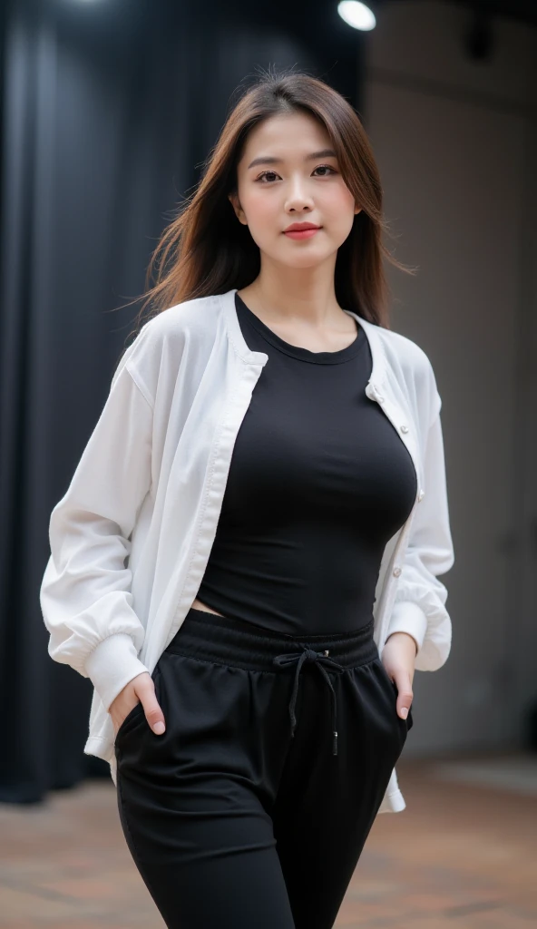 (((32K,very high res, high detailing, highly accurate,Masterpiece Girl 1))),Raw photo & realistic atmosphere,beautiful dark blue eyes,Detailed mouth,Glossy lips,Detailed eyebrows,Soft white skin that shines with every detail,,Eyes drawn in detail、Very beautiful eyes with azure eyes,Detailed lips、Very beautiful face,Very well-formed face、Lifelike face,shiny beautiful lips,Beautiful eyebrows,Infinite reality,Best design,（Insanely cute active and aggressive Japan 16 year old girl,,Toned body,Perfect Gal Leader Model,Beautifully shaped breasts,Very cute beautiful girl,Little Girl：1.5）,Best Natural Makeup,Japanese ido,Korean Idols,Young sensual idol,Moist eyes,Dark beautiful eyes,Beautiful butt,beauty legs,,camel's foot,：1.3),超A high resolution、,Natural and realistic face,Back lighting,Pure eyes are too cute,(((photorealisim,Photograph the whole body))),,Reality Live Action,（simple earrings,a necklace,Glossy nail art,She wears a long black coat over a blue light-colored sweat hoodie,Wide Slack Pants,White sneakers,Beautiful fashion,Blonde Shorthair,独奏,Lori,Smile faintly,full body Esbian：1.7）,（Show full-body fashion,：1.8）
