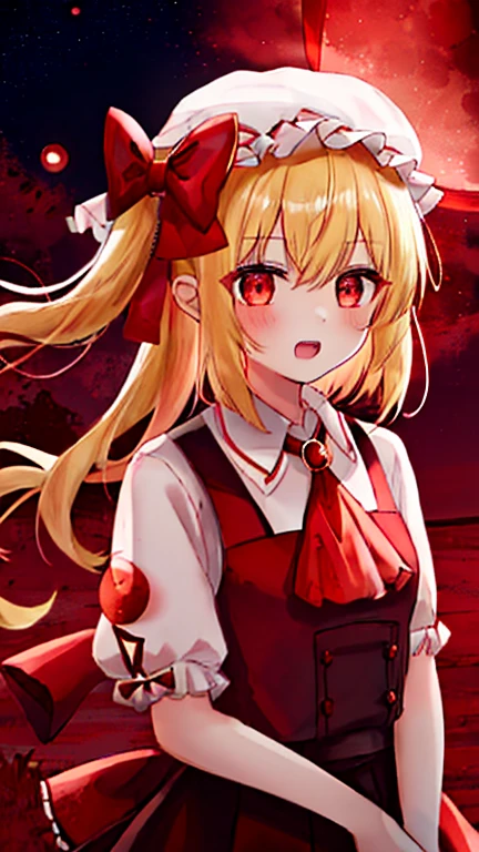 Flandre smiling while covered in blood