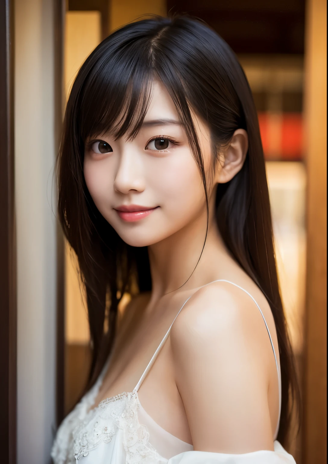 ((highest quality)), ((masterpiece)), (detailed), Perfect Face, Please create an image of an AI beauty with large, clear eyes that exhibit both intelligence and kindness. Her nose should be delicate, with a natural curve. Emphasize the softness and gentle impression of her lips, especially when she smiles. Her skin must have a translucency and smooth, healthy glow reminiscent of Yui Aragaki.
The hairstyle should be natural and flowing, enhancing her gentle demeanor, similar to Yui Aragaki's. This AI beauty is known for her large chest and excellent figure, so please ensure she is posed in a way that highlights her attractive silhouette.