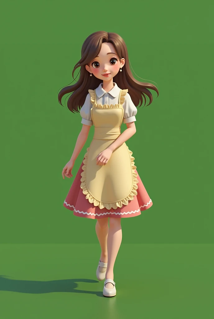 1girl, maid, ((twintails, brown hair):1.1), green eyes,cherry blossoms, sunbeam,(white thighhighs,:1.1)