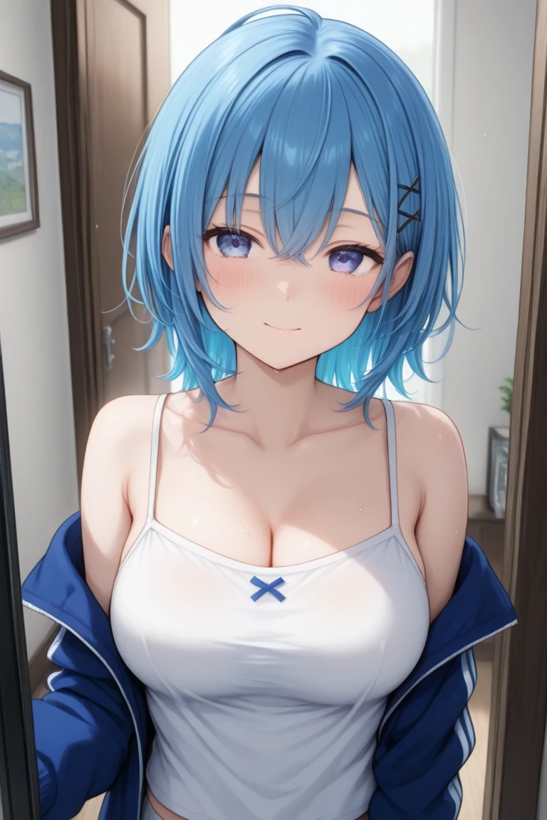 mastute piece,Best Quality,insanely detailed,8k cg,nsfw,
(shoot upper body:1.3),
(1girls:1.3),standing,looking at viewr,body in front,(arms behind back:1.4),(military ornaval uniform:1.3),(bare breasts:1.2),(bare nipples:1.2),
break,
blush,shy,(??????? face),(trembling:1.2),break,(light blue hair:1.3),
break,
perfect breasts,perfect teats,(open mouth:0.9),(large breasts:1.2),
(military base),