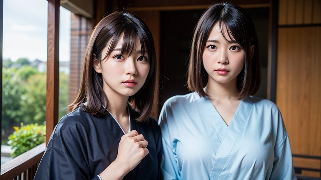Japanese female elementary school student, cool expression, cosplay of Shinsengumi's Okita Souji, Kyoto, Shijo Ohashi Bridge at the end of the Edo period, night