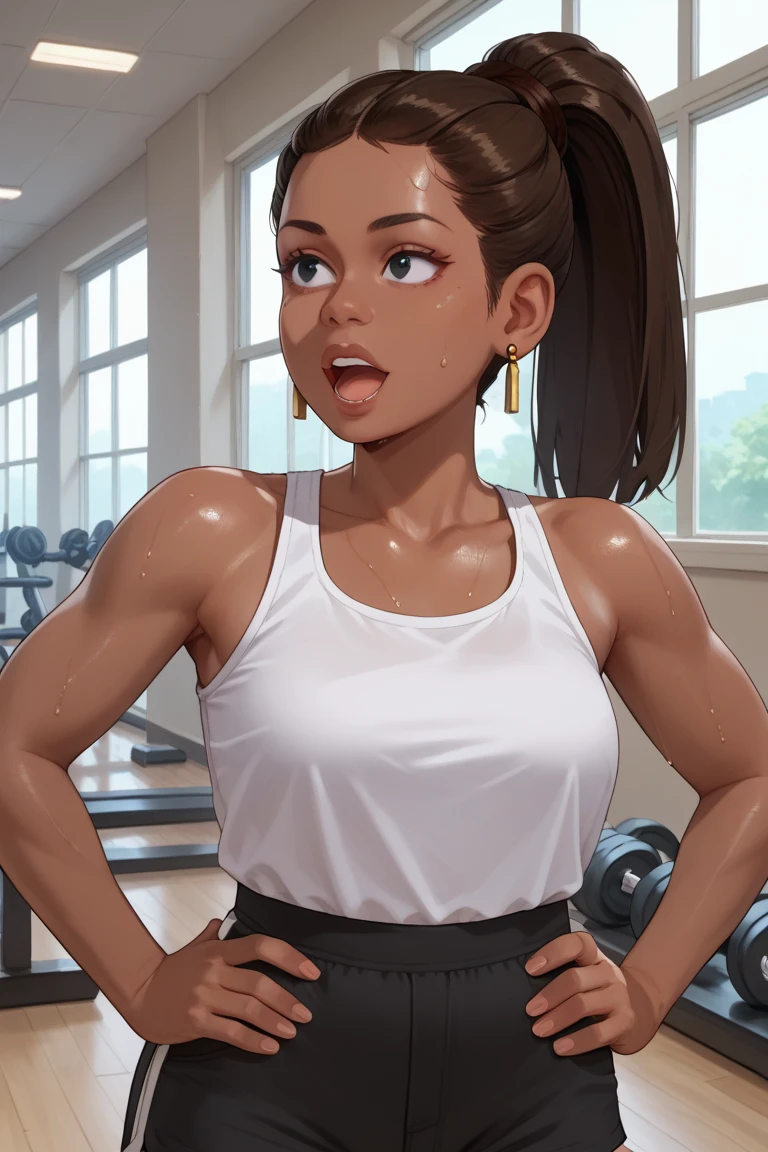 8k,melhor qualidade,obra de arte,extremamente detalhado,realista,1 garota,Mulher europeia,(seios grandes:1.2),decote,[[camel toe]],Corpo tonificado e glamoroso,(tops:1.3),(hot pants:1.3),rabo de cavalo,cabelo loiro,sorriso pretensioso,(Suor nos seios),(Fitness:1.3),olhando para o espectador,tiro de vaqueiro,((praia:1.2)), jogador de voleibol,
