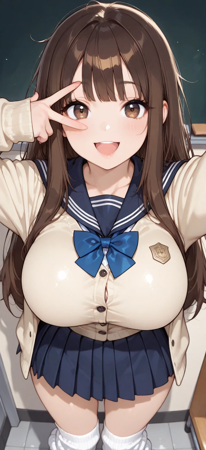 High resolution, Very detailed, perfect lighting, beautiful detailed eyes, ((masterpiece,Best Quality)), absurdities, alone, princess zelda, by the width, crown braid, Hair clip, pointy ears, Gloves without fingers, black gloves, smile, curves, nod, , deep neckline, deep neckline, pink school uniform with white details,short skirt, visible underwear, White Thong, black uniform, pink shirt with a pink bow, touching her breasts in a sexy way, close up, brown hair, visible breasts, Close up, visible nipples, sitting, fringe hairstyle, fringe hairstyle, touching her breasts in a sexy way, teal eyes, Close up 
