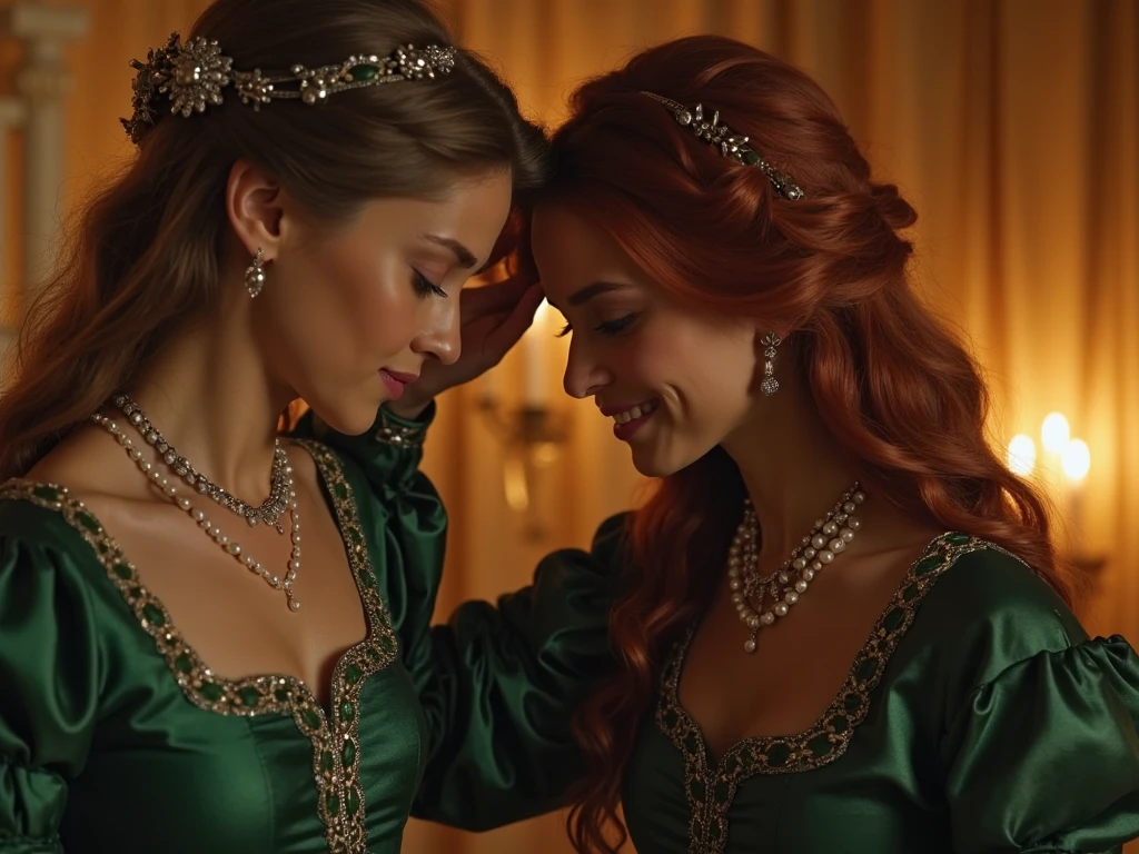 [[[Fisrt Green medieval royal dress and Second gold medieval royal dress]]], royal prom, just the dresses, professional photography, medieval background, highly detailed, 4k quality, Green medieval royal dress and gold medieval royal dress, royal prom, just the dresses, professional photography, medieval background, highly detailed, 4k quality, Green medieval royal dress and gold medieval royal dress, royal prom, just the dresses, professional photography, medieval background, highly detailed, 4k quality, (((only 2 persons))), ((only dresses)), (((cover image))), (((only 2 persons))), ((only dresses)), (((cover image))), (((only 2 persons))), ((only dresses)), (((cover image)))