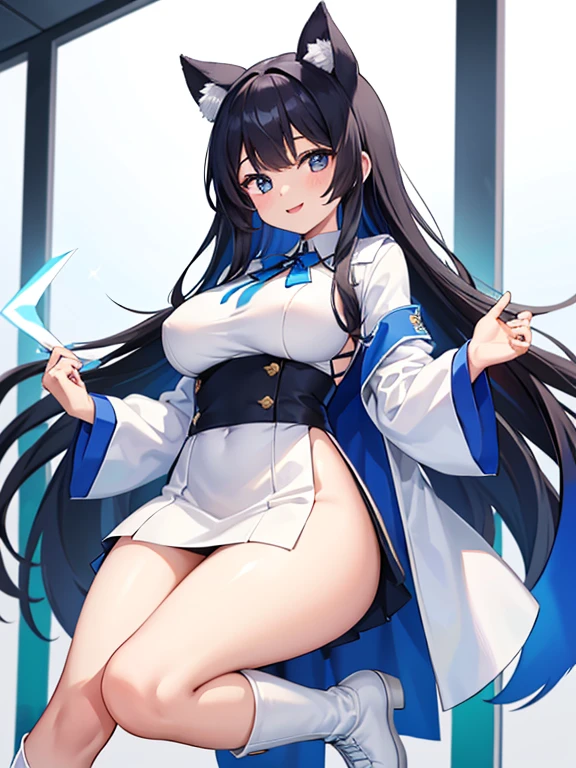 Expressive eyes, (((1 girl))), ((anime)), (Dark blue hair,Long Hair,Wavy Hair ), ((blue eyes)),(Half closed eyes), ((very Big Breasts)), ((Firm breasts)), ((Exposed thighs)),((goddess,Angel)),((Grey hoodie,Large size,Short length)), ((Big Breasts,and ass)), ((Blunt bangs)), ((white, Race)), ((In the temple)), Captivating smile, Princess Cut, Shiny Hair, (masterpiece), Anatomically Correct Art, Very detailed, Advanced Details, high quality, 最high quality, High resolution, 4K, 8k, ((Blue ee-through)),(((Captivating smile))),