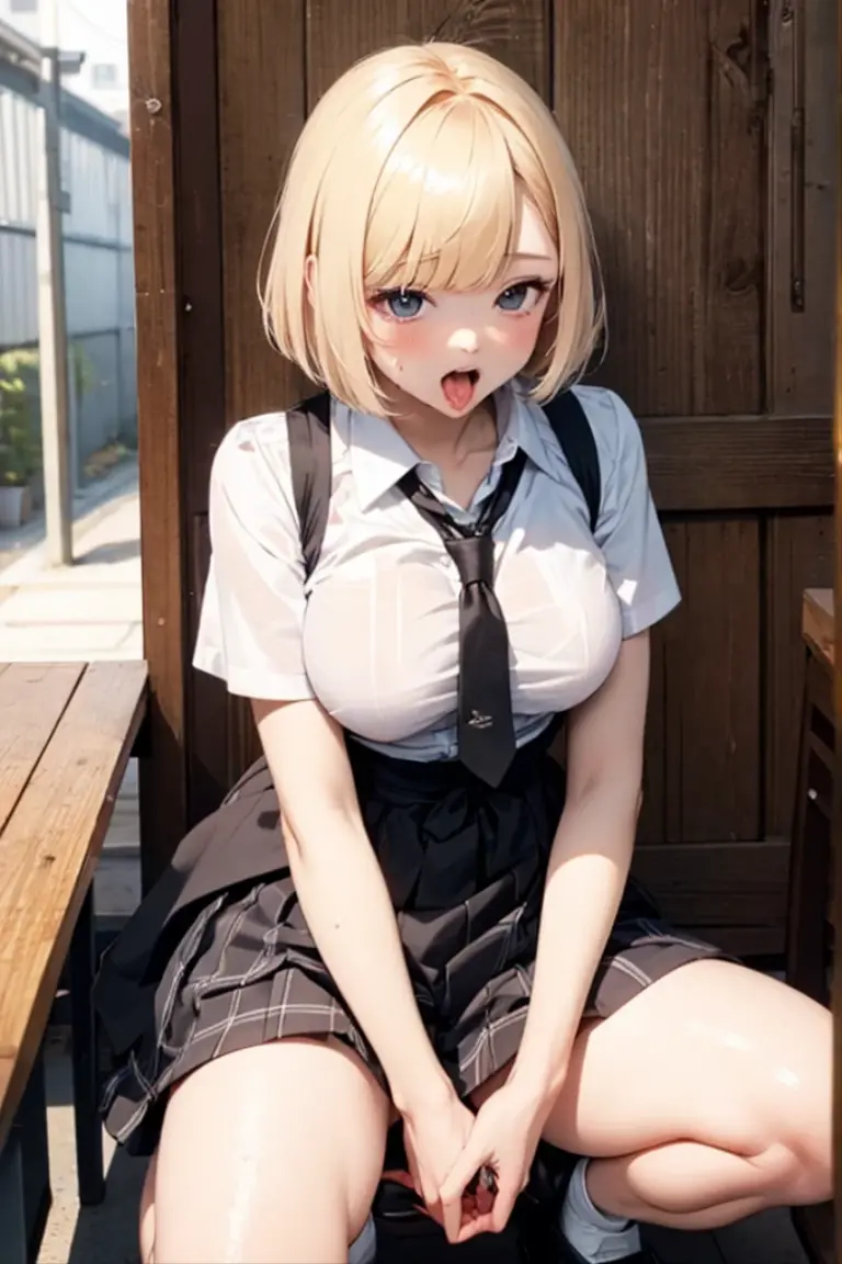 (masterpiece:1.2, highest quality), (realistic, photorealistic:1.4), beautiful illustrations, (movie lighting), Depth of written boundary, looking at the viewer, Front view, 1 girl, Asian, 1, ((bob hair)), perfect face, Cute symmetrical face, shiny skin, asymmetrical bangs, Big eyes, ((shaved pussy:1.5)), ((Anatomically perfect body:1.5)), ((Pink nipples)), long eyelashes, beautiful hair, beautiful face, fine and beautiful eyes, beautiful clavicle, beautiful body, beautiful breasts, thin thighs, beautiful feet, beautiful fingers, ((school uniform )), (vaginal sex:1.5), (beautiful scenery), Outdoor Exposure, droopy eye, (cum in pussy:1.5), sex, erotic, A hairless pussy, hetero, cowgirl position, Inserting a penis into a pussy, (smile, Upper grade)