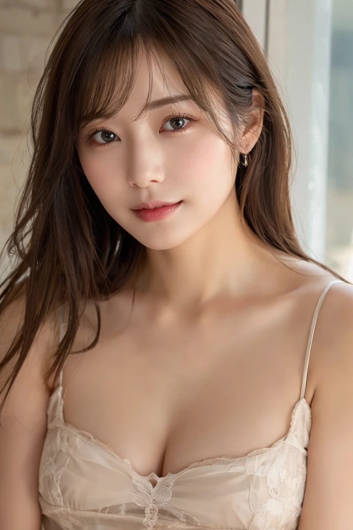 masterpiece、1 beautiful girl、 (reality: 1.4), Japanese、Asian Beauty、so beautiful、Beautiful Skin、thin、(超reality的な)、(High resolution)、(8k)、(Very detailed)、(Very detailedな)、Big eyes、Brown eyes、Long eyelashes、Detailed face、Gloss Lip,Bright lighting、Professional Lighting、Looking into the camera、Half-laugh、Look straight ahead、Long Hair、Brown Hair、Hotel、Nogizaka Idol、actress、20-year-old、Big Breasts、Wet Skin、silver latex suit、Cleavage cutout、Baby Face、Moist and realistic skin texture、Moisturized lips、Natural Shadows、Sit on the sofa in the living room,Spread your legs,Hotel,