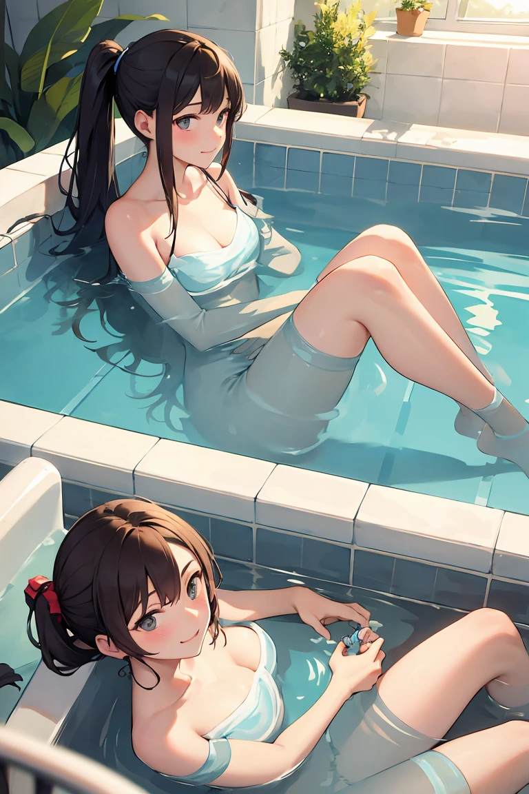 Highest quality、High resolution、Detailed Background、Beautiful face in every detail、Anatomically correct、Detailed eyes、Teenage beauty、Highly detailed face、(Huge breasts:1.2)、Brown Hair、Black Hair、Bobcut、ponytail、Braided long hair、well-groomed eyebrows、Perfect body line、(Two beautiful girls sweating all over in the heat:1.5)、

Scorching summer day、Sweaty forehead、I feel short of breath in the muggy air、
The sweltering heat is draining my strength、I&#39;m thirsty and want a cold drink、
I turned on the electric fan at full speed and desperately tried to cool myself down.、Even if you take refuge in the shade、Even when I feel lonely in the sunlight, I jump into the cold water for a change of pace.、But the brief feeling of exhilaration soon fades away、
I will not give up and continue to persevere in order to beat this heat.