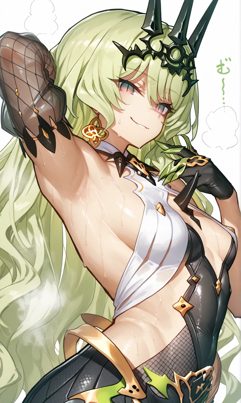 high detail, symmetrical, masterpiece, best quality, mobius (honkai impact), honkai (series), honkai impact 3rd, 1girl, solo, green hair, long hair, looking at viewer, small breasts, same eye colour, wedding dress, cathedral