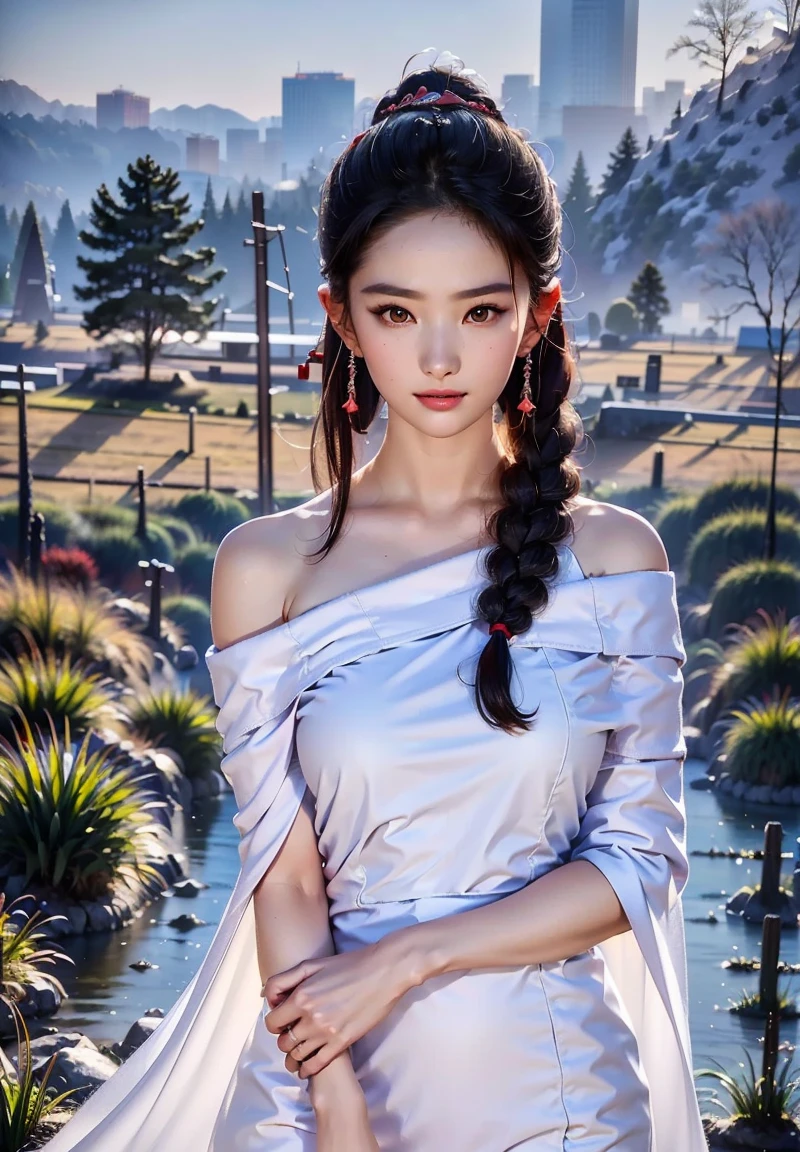 Blue sky and white clouds,Mountains in the distance、tower and many people,Pink flowers,Cherry tree,Hanfu woman,Phoenix crown tiara、Fine embroidery、穿Hanfu裤袜、Hanfu、穿长袖Hanfu、The legs are transparent and clearly visible、Look and、Exposed oversized breasts、Raw,(8K、Top quality、masterpiece:1.8)、(Intricate details:1.8)、(Reality:1.8)、Octane Rendering、Complex 3D rendering with ultra-details, Studio soft light, Side light, Vivid details, Super Detail, Realistic skin texture, Details, beautiful eyes, Highly detailed CG Unity 16k wallpaper, cosmetic, (Detailed background:2.0), Clear your fingers,Beautiful fingers,Radiant skin、Spread your legs,Camel toe showing thigh!!!、