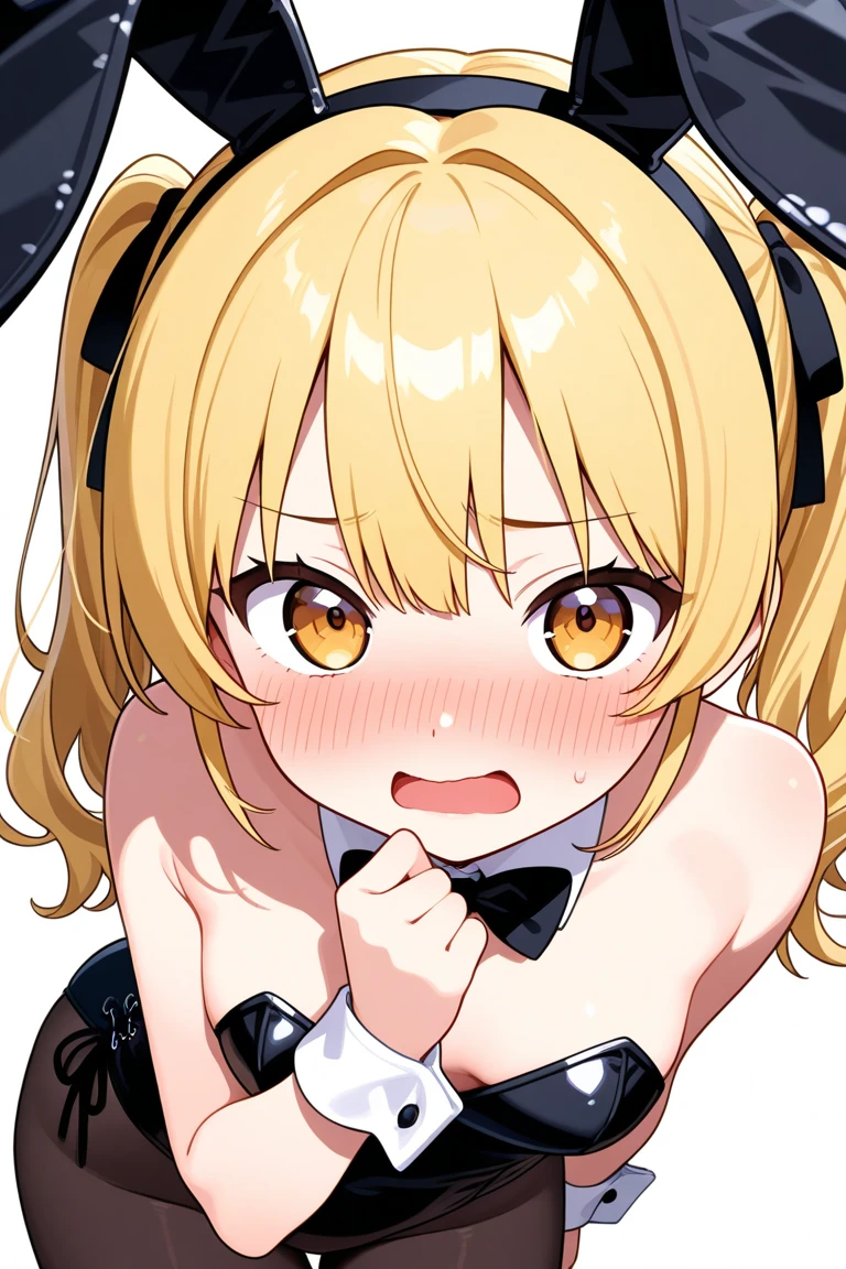 ((masterpiece,best quality)), high resolution, ultra detailed,8k,16k,detailed background, perfect lighting,detailed beautiful eyes, 1girl,solo,embarrassed,blush,steam, heavy breathing,look at viewer,saliva,(naughty smile:1.2),(open mouth,oral,spread mouth:1.3),drivel,oral focus,(from above:1.2),from front, be breathless,show mouth,sweat,fisheye lens,stick tongue out,fair skin,flat chest,(short body,10years old,short legs and arms,slender,short stature:1.3),over size head,classroom,(mayano topgun,orange horse ear,orange long hair,two side up,brown eyes,black ribbon:1.3),pale color