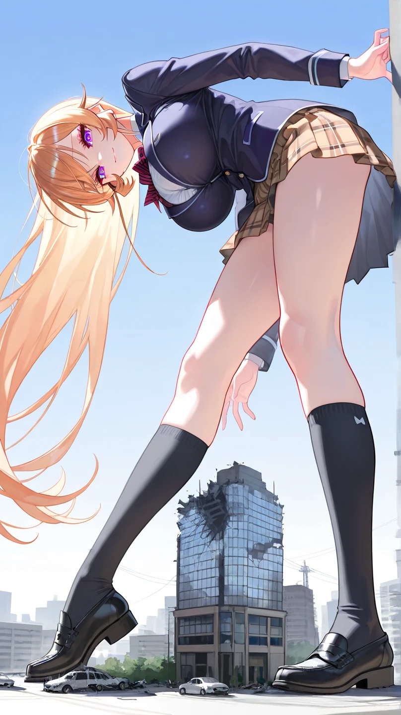 A anime girl big  and mini skirt net legs