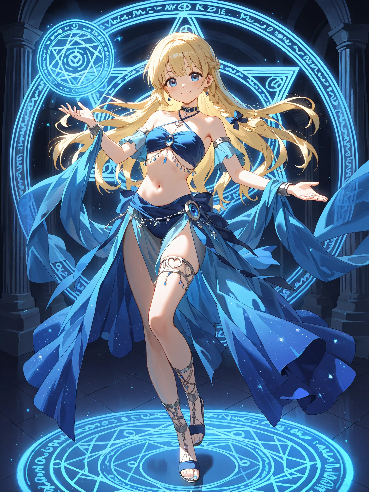 masterpiece, Highest quality, High resolution, 1girl 22 Magic Spell Magic Circle Whole Body Reflection