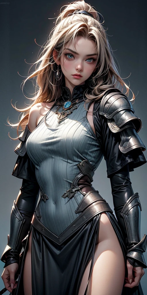 1girl, depth of field, official art, unity 8k wallpaper, ultra detailed, illustration, beautiful and aesthetic, masterpiece, best quality, knight, (big breasts), (milf, mature female), (black armor, armor, breastplate), beautiful face, (long hair, black hair,  very straight hair:1.4, hime cut:1.4), blue eyes, cowboy shot, glowing skin, back lighting, athletic figure, muscular female, curvy, wide hips, colorful, looking at viewer, Hyperrealistic, gradient background, dark background, outline, fantasy, from the front, watercolor, traditional media, (chromatic aberration, intricate details)
<lora:knight_v4.1SD:1> <lora:tangbohu-line_1.0:0.8> <lora:hipoly_3dcg_v7-epoch:0.2>