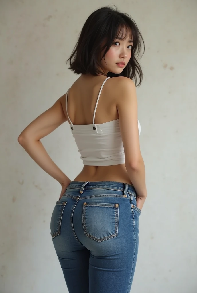 I made this image so that a beautiful Japanese girl was looking back.