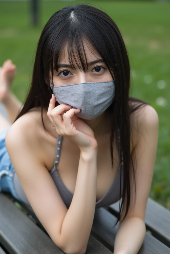 1girl,(squatting),(spread pussy) ,best quality,masterpiece,illustration,an extremely delicate and beautiful,CG,unity,8k wallpaper,Amazing,finely detail,masterpiece,official art,extremely detailed CG unity 8k wallpaper,incredibly absurdres,huge filesize,ultra-detailed,highres,extremely detailed,beautiful detailed girl,light particles,realistic,x-ray,soft light,from below,look at viewer,Disney Land,outdoor, 1 girl,Japanese,25 yo,(Slender body:1.4),Black semi-long hime cut hair with blunt bangs, BREAK ((completely nude)),nipples,hairy pussy, BREAK ((wearing white mask)),((from head to knee shot)),