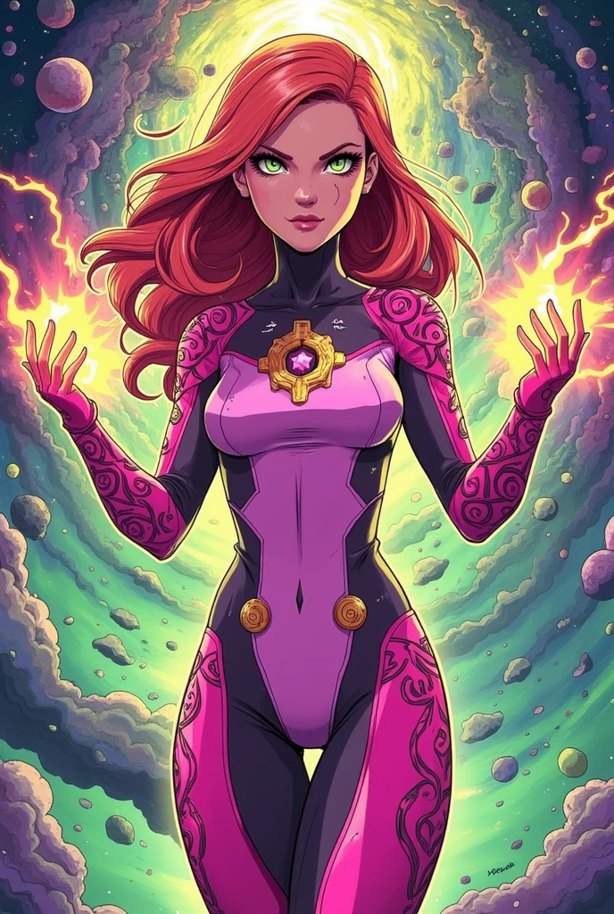 Cosmic alien life, beauty-queen, glowing light eyes, Biomechanical, eerie, Creepy, nightmarish, Very bright colors, Light particles, with light glowing, Mshiff, UHD, Comics cover, Cover art