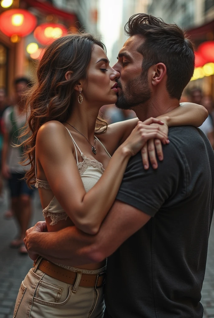 Show me two couple enjoying sex in public