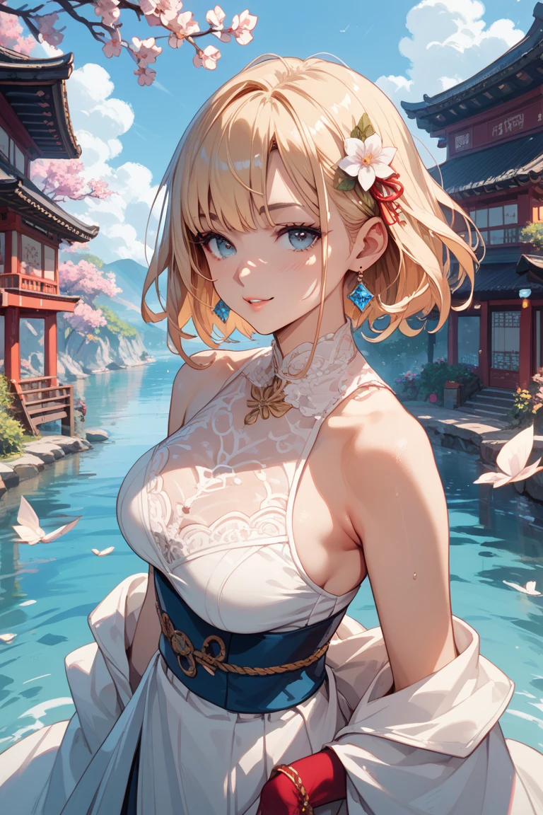 (masterpiece:1.3), (best quality:1.1), ((1girl)), ((solo)), (finely detailed eyes and detailed face:1.3), (beautiful and clear background:1.2), (extremely detailed CG, ultra-detailed, best shadow:1.1), ((depth of field)), ((watercolor)), (oni:1.5), (kimono:1.3), large breasts, bare shoulders, flowers and petals, beautiful concept illustration, (white background:0.5), (illustration:1.1), (extremely fine and beautiful:1.1), (perfect details:1.1), from side, cowboy shot,