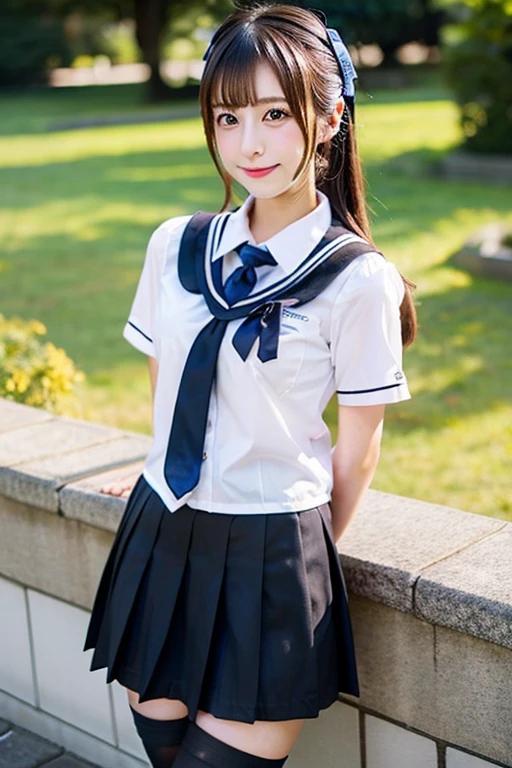 Cute Girls、high school girl、Idol、uniform、mini skirt、See-through、Fluttering in the wind、sit、White cat ears
