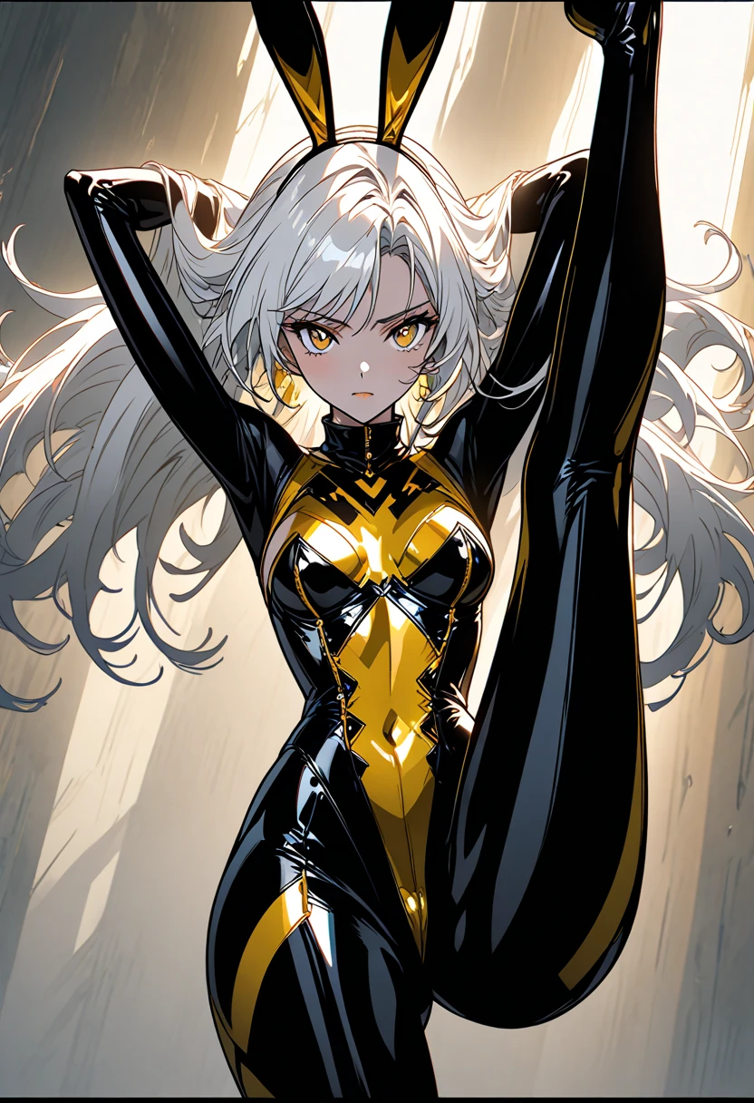 <lora:RogueXmen:.7> Rogue, (masterpiece, best quality, ultra-detailed, highres), perfect face, sidelighting, lustrous skin,(bloom), (shine), lighting, ray tracing,1girl, solo, white hair ,multicolored hair, auburn hair, medium breasts, white gloves, pink bodysuit, grey bodysuit, multicolored bodysuit, black boots, (extremely detailed CG unity 8k wallpaper),(masterpiece), (best quality), (ultra-detailed), (best illustration),(best shadow),perfect lighting , perfect anatomy , vivid colors, rim lighting, art by andy kubert, colors by liquid,