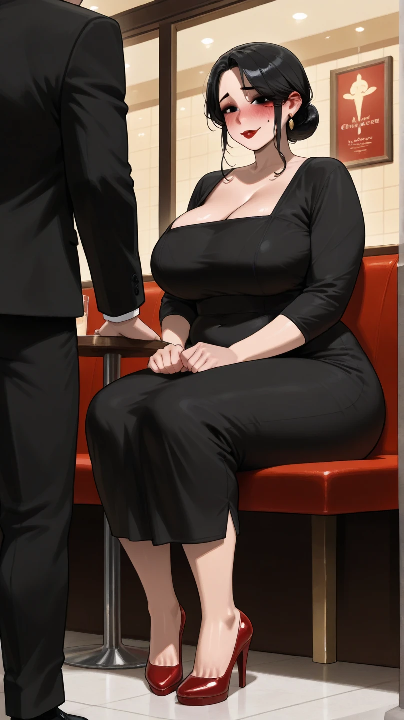 日本人 Mature Woman, (alone), 50 years old, (Wrinkles around the eyes:1.2), Large Breasts, Mature Woman, Glamour, Sexy, Chromo White Skin, View your viewers、Oversized breasts、Wearing a sleeveless turtleneck、Tight-fitting knit dress with a sew-up、Black Pantyhose、High heels、smile、Public place、、50 years oldの成熟した大人の女性、Men holding penises and surrounding a girl、Teasing Smile、、From the penis、In the park、Bukkake for girls、Thick thighs crowded together、むっちりMature Woman、Blowjob、 a boy is grabbing girl’s breasts from behind、Ahegao、Ahegao）、Plump、Mature Woman、Glasses、Wrinkles around the eyes、Voluptuous