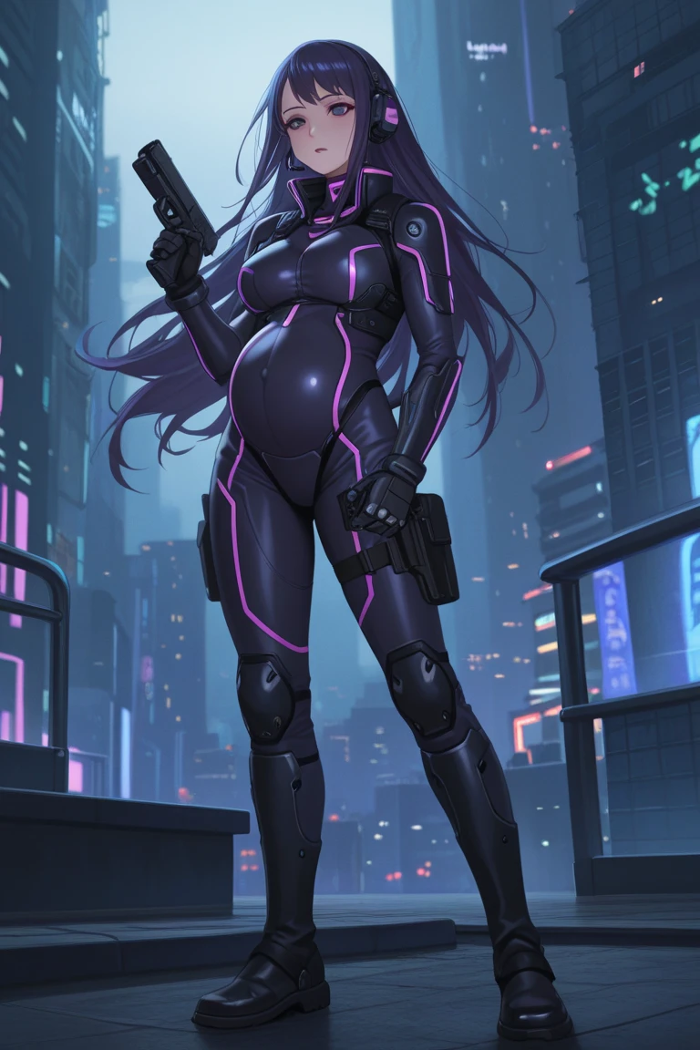 (Best Quality, Masterpieces, hight resolution), Cyberpunk, Vulgar:1.2, futuristic city street, neon light, technologically advanced metropolis, towering skyscrapers, dark alley, Wall covered with graffiti, hover car, Holographic advertising, augmented reality, Heavy rain, Streets filled with smoke, circuit tattoo, chrome plated cyborg, augmented limbs, Robot prosthetics, Destroyed buildings, Flashing LED signs, rebellious hacker, underground cybernetic black market, Virtual Reality Headset, blinking cybernetic eyes, Dystopian society, Bustling Crowds, Advanced weapons, Shiny latex clothes, Provocative clothing, Provocative poses, a captivating gaze full body