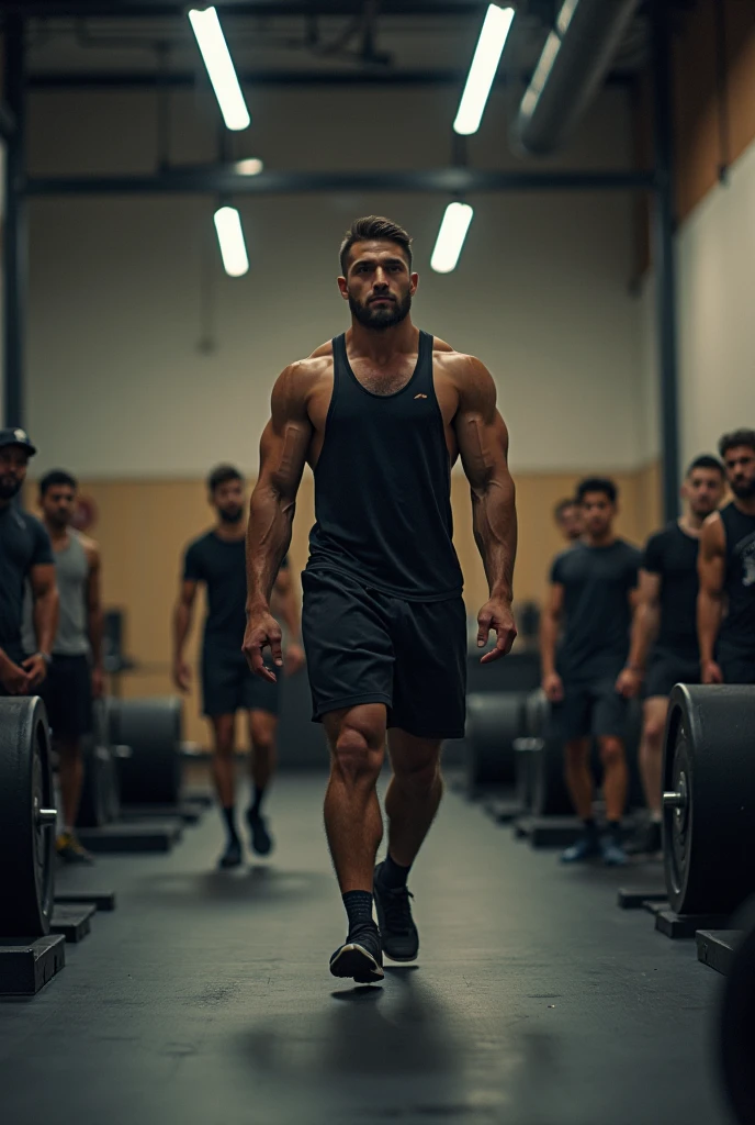 Hairy man who goes to the gym without a beard 