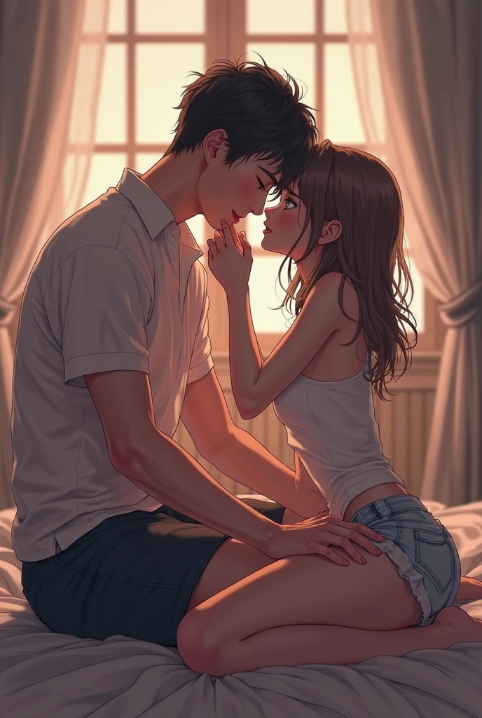 Highschool girl sitting astride boys lap sexy