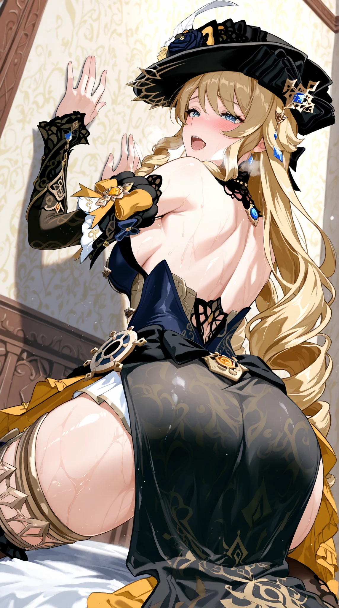 (((nsfw))), (Perfect Anatomy)、Mastepiece、Ultra High Quality、 8k、masterpiece、Highest quality、Ultra-high resolution、Maximum resolution、Very detailed、Professional Lighting、anime、woman、thin、Very beautiful face、Very beautiful eyes、(Highly detailed eye)、Highly detailed face、Blonde, (ahoge), wavy hair, Pink eyes, (gold hair green dip-dye hair), thigh boots, high heels, makeup, eyeliner, eye shadow, pink cheek, pink lips, full body, masturbation, sex toy