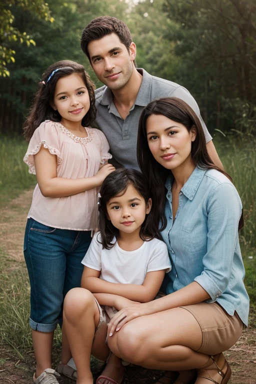 In a forest, a young boy is sitting against a tree with a beautiful young girl sitting on his lap.