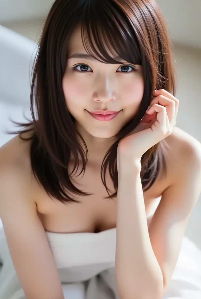 Highest quality、woman、Natural Skin、Fingerless、No arms、Upper body naked、small breasts,small nipples,erection of nipple,topless、Nipples